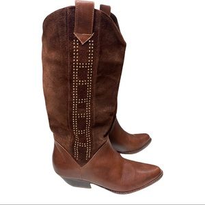Vintage PAZZO Chilean leather studded/ suede boots